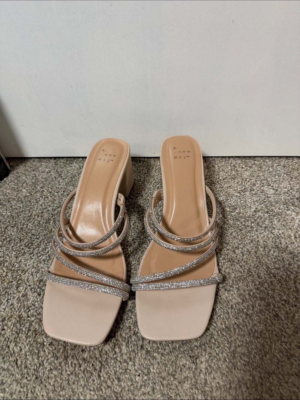 Target 'A New Day' Blush Rhinestone Strappy Block Heel Sandals